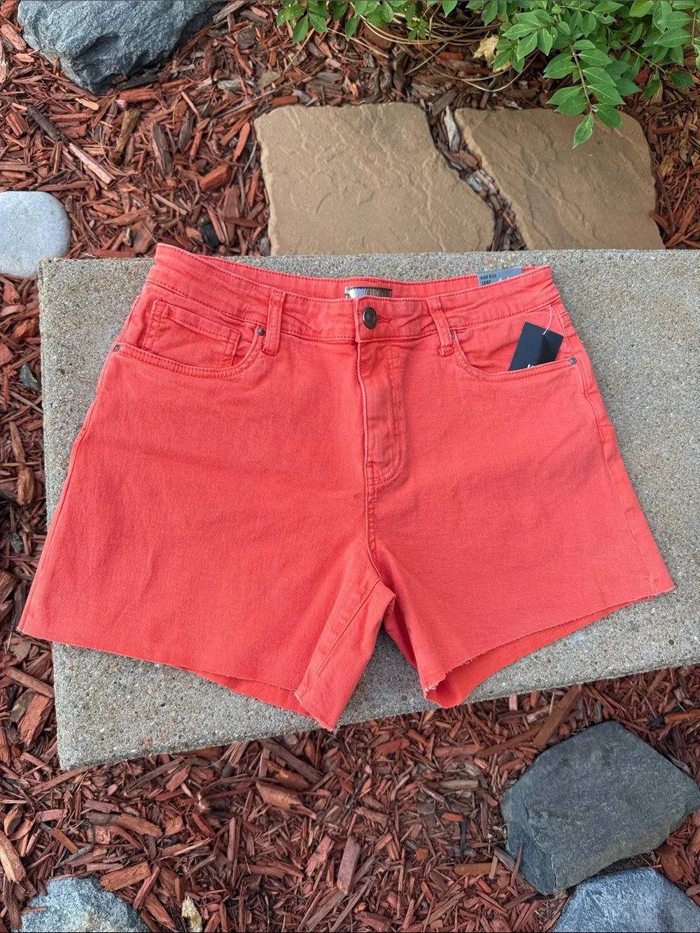 Kut from the Kloth Ladies 8 Tangerine High-Rise Denim ‘Long’ Shorts